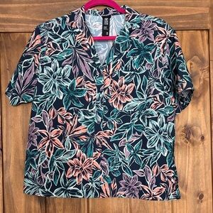 Mountain Hardwear Floral Button Down Shirt - Black, Pink, Green